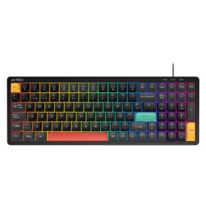 Teclado Alambrico TECHNO CORE TA780 ACTECK Teclas de Bajo Perfil - Iluminacion RGB, Usb C a USB A