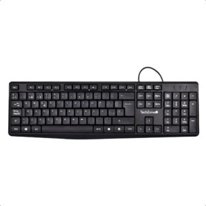 TZACTCA04 Teclado Alámbrico TECHZONE TZACTA04 color negro - tipo QWERTY, con indicadores: numérico, mayúscula y bloqueo de desplazamiento, 105 teclas