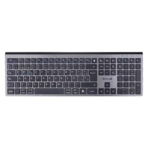 Teclado HEFESTOS recargable con conexión Bluetooth TECHZONE TZACTCB01 color plata - QWERTY. Compatibilidad: Windows, Android y MacOS.