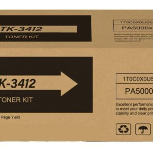 Tóner KYOCERA TK-3412 - Rendimiento aproximado: 15, 500 páginas Basado en ISO 19752. Compatible: ECOSYS PA5000x.
