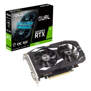 DUAL-RTX3050-6G Tarjeta de video ASUS Dual GeForce RTX 3050 6GB GDDR6 - PCIe 4.0, HDMI2.1, DisplayPort 1.4a, DVI-D, IP5X