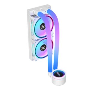 XZCO413W Enfriamiento Liquido Xzeal 240mm Redondo XZ413 para CPU 2 Fan x120mm Mangueras ARGB 3 pines + PWM 4 pines + Seguro para INTEL/AMD Blanco