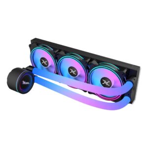 XZCO414B Enfriamiento Liquido Xzeal 360mm Redondo XZ414 para CPU 3 Fan x120mm Mangueras ARGB 3 pines + PWM 4 pines + Seguro para INTEL/AMD Negro