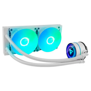 GAME FACTOR LQG601-WH Enfriamiento Liquido. Gamer Factor LQG601. 240MM - RGB, TDP 250W, 2 fan 120mm 70 CFM, blanco.