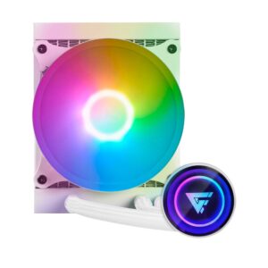 GAME FACTOR LQG501-WH Enfriamiento Liquido. Gamer Factor LQG501. 120MM - RGB, TDP 150W, 1 fan 120mm 70 CFM, Blanco.