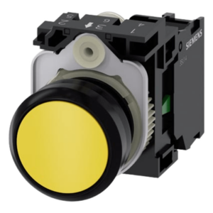 SIEMENS 3SU11000AB301BA0 – Botón de Control Industrial / 22 mm / IP69K / Contacto Normalmente Abierto / 10 A / 5-500 V AC/DC / Amarillo
