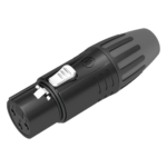 SEETRONIC SCMF3-B – Conector XLR Hembra / Carcasa Metálica Negra / Contactos Chapados en Plata / Abrazaderas 3.5-8 mm / Diseño Compacto Sin Anillo