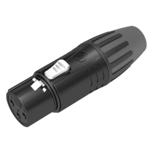 SEETRONIC SCMF3-B – Conector XLR Hembra / Carcasa Metálica Negra / Contactos Chapados en Plata / Abrazaderas 3.5-8 mm / Diseño Compacto Sin Anillo