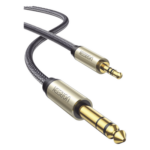 UGREEN 10625 – Cable Audio Estéreo / 3.5mm TRS a 6.35mm TS / 1 m (3.3 ft) / Cobre Chapado en Plata / Trenza de Nylon / Conectores Oro 24K