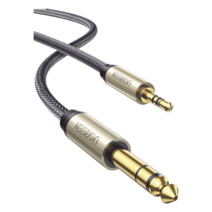 UGREEN 10625 – Cable Audio Estéreo / 3.5mm TRS a 6.35mm TS / 1 m (3.3 ft) / Cobre Chapado en Plata / Trenza de Nylon / Conectores Oro 24K