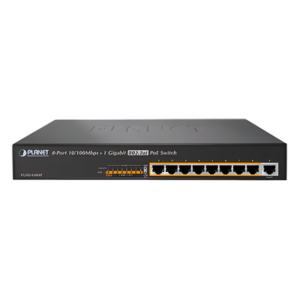 PLANET FGSD-910HP – Switch no administrable de 8 Puertos PoE+ 100BaseTX + 1 Puerto 100/1000Base-T con 130W de Potencia Total
