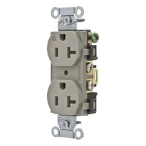 HUBBELL HUB-IG5352GY – Contacto Dúplex / 20 A / 125 V / 2 Polos 3 Hilos / NEMA 5-20R / Grado Comercial / 3.28 x 1.57 x 1.07 in
