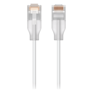 UBIQUITI UACC-CABLE-PATCH-EL-2M-W – Patchcord Cat 6 / 10 GbE / PoE+++ / 2 m (6.56 ft) / Conector RJ45 Translúcido / Interior