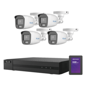 HiLook by HIKVISION HL-1080-CV/A/1TB – Kit TurboHD / 2 Megapixel / 5 Canales / ColorVu 20 m (65.6 ft) / SSD 1 TB / Audio Integrado
