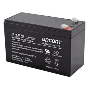 EPCOM POWERLINE PL-9-12FR – Batería de Respaldo AGM-VRLA / 12 Vcc / 9 Ah / Certificación UL / Retardante a la Flama / Terminales F1