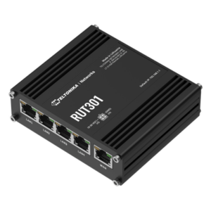 TELTONIKA RUT301 – Router Industrial / 5 Puertos Ethernet 10/100 Mbps / VPN y Firewall Integrados / 2 I/O Digitales / RutOS / RMS / -40°C a 75°C
