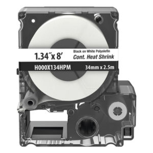 PANDUIT H000X134HPM – Casete de Etiquetas Termocontráctiles / Poliolefina Militar 2:1 / 34 mm (1.34 pulgadas) Ancho / 2.4 m (7.87 pies) Largo / 4 AWG-250 MCM / Blanco