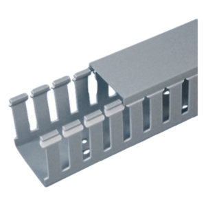 PANDUIT FC1.5X3LG2 – Canaleta Ranurada de PVC con Tapa / Tipo F / 44.5 mm Ancho / 79.2 mm Alto / 2 m Largo / 6.56 ft / Gris