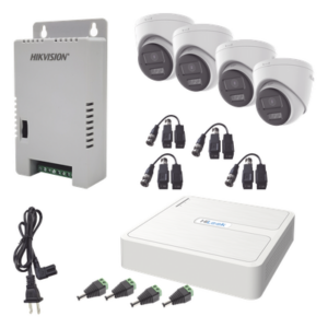 HiLook by HIKVISION HL-1080P-4E-TWA – Kit de Videovigilancia TurboHD / 4 Canales / 1080p Lite / ColorVu / Dual Light 40 m (131.2 ft) / Audio Bidireccional / IP67