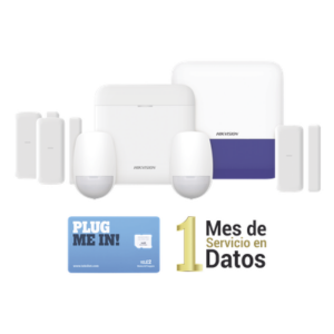 HIKVISION DS-PWA48-KSDV2 – Kit de Alarma Inalámbrica / 48 Zonas / GSM 3G/4G Dual SIM / Wi-Fi 2.4 GHz / 433 MHz / Sirena Exterior / PIR y Contactos Magnéticos