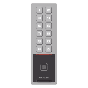 HIKVISION DS-K1T805MBFWX – Teclado de Control de Acceso IP / Wi-Fi / Antivandálico IP65 e IK08 / Lector MIFARE 13.56 MHz / 3,000 Huellas / 10,000 Tarjetas / Bluetooth