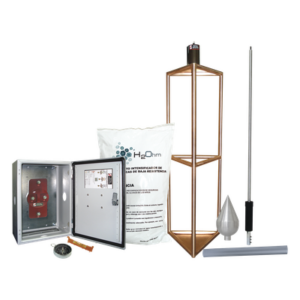 TOTAL GROUND KDA-05 – Kit de Protección Contra Rayos / 300 m (984.3 ft) de Diámetro de Protección / Punta Captadora con 95% de Reducción de Caída / Mástil de Aluminio 1.2 m (3.9 ft) / Electrodo 1000 A / Sistema Externo e Interno Combinado