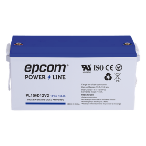 EPCOM POWERLINE PL150D12V2 – Batería de Respaldo AGM-VRLA / 12 V / 150 Ah / Ciclo Profundo / Terminales T5 / UL94-HB / Sin Mantenimiento