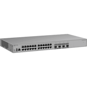 RUIJIE RG-CS62-24GT4XS-P – Switch Gigabit PoE+ Gestionable / 24 Puertos 10/100/1000BASE-T PoE+ / 4 Puertos SFP+ 1GE/2.5GE/10GE / Capacidad 128 Gbps / Tasa de Reenvío 95.232 Mpps / PoE Budget 370 W / Protección Sobretensión 10 kV / VSU / Línea Cybrey