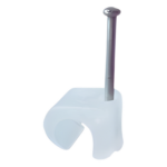 THORSMAN TC-710 – Grapa para cable redondo / 7mm / Clavo integrado 1.5x25.4mm / Polipropileno transparente / 100 piezas