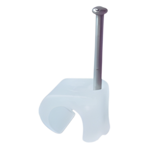 THORSMAN TC-710 – Grapa para cable redondo / 7mm / Clavo integrado 1.5x25.4mm / Polipropileno transparente / 100 piezas