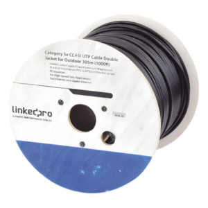 LINKEDPRO EPCAT6V2EXT – Cable UTP Cat6 / 305 m (1000 ft) / 23 AWG / CCA / Doble Forro PVC+LDPE / 250 MHz / Uso Intemperie / Sin Blindaje