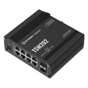 TELTONIKA TSW202 – Switch Industrial Administrable L2 / 8 Puertos PoE+ 240W / 2 SFP / Profinet / -40°C a 75°C / IP30