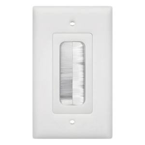 LINKEDPRO BY EPCOM LP-FP-BRUSH – Placa de Pared Pasa Cable / Tipo Cepillo / 1 Puerto / Montaje Vertical / Cerdas Antipolvo / Color Blanco