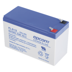 EPCOM POWERLINE PL912 – Batería 12 Vcc / 9 Ah / UL / Tecnología AGM-VRLA / Para uso en equipo electrónico Alarmas de intrusión / Incendio/ Control de acceso / Video Vigilancia / Terminales F1 / Cargador recomendado CHR-80.