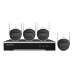 HIKVISION NK44W0H-1T(E) – Kit NVR Wi-Fi / 4 Canales / 4 Cámaras Bala IP / 4 Megapixel / IR 30 m (98.4 ft) / IP66 / HDD 1 TB / Wi-Fi 2.4 GHz