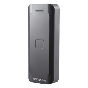 HIKVISION DS-K1802E – Lector de Tarjetas PROX EM / Exterior IP65 / Wiegand W26/W34 / Perfil Delgado 0.67' / LED y Zumbador / -20°C a 65°C