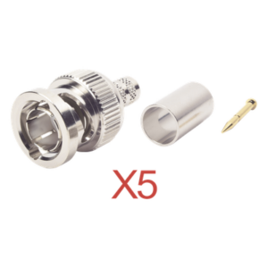 RF INDUSTRIES,LTD KIT-RFB-1707-D5 – Kit de Conectores BNC Macho / Anillo Plegable / RG-59 / 75 Ohm / AWG 23 / 25 mm / 5 Piezas