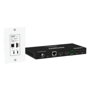 EPCOM PROAUDIO EPC-WP20HUW – Extensor HDBaseT / 4K@60Hz / 100 m (328 ft) Cat6/6a/7 / Conmutador 2x1 HDMI/USB-C / KVM / PoE