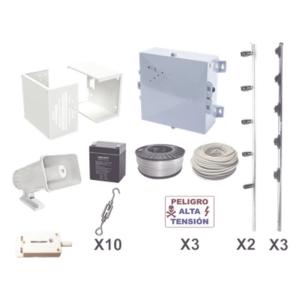 YONUSA YPROKIT25F – Kit de Cerco Eléctrico Perimetral / 25 m (82 ft) / 12,000V / Consumo 1.2 kW/mes / Tecnología SMT / Respaldo con Batería