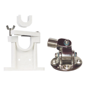 SYSCOM 410R/2 – Kit de montaje de acero inoxidable ajustable con soporte para antenas de 1" ó 1 1/2" de Diámetro. Rosca Estándar 1" x 14 Hilos.