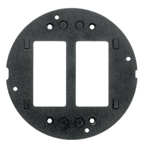 HUBBELL HUB-S1SP – Sub-Placa / Doble Apertura Decorador / Aluminio Fundido / Acabado Negro en Polvo / 136.1 x 136.1 x 58.7 mm /Aplicaciones Multi-Servicio de Gran Capacidad / Instalación Empotrada.