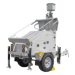 PRECISION PST-VTS-3P – Torre de Vigilancia Móvil / Mástil Retráctil 7.5 m (24.6 ft) / 3 Bases para Paneles Solares / Traila para Videovigilancia o Iluminación / Construcción Resistente a Clima Adverso