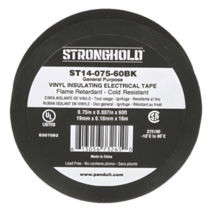 PANDUIT ST14-075-60BK – Cinta Aislante Eléctrica / PVC 0.18 mm / 19 mm x 18 m / 600V / UL 510 Ignífugo / -10°C a 80°C / Interior/Exterior