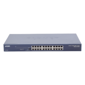PLANET GSW-2401 – Switch Gigabit No Administrable / 24 Puertos 10/100/1000 Mbps / Alcance Extendido 200 m (656.2 ft) / 48 Gbps Switching Fabric / Montaje Rack 1U