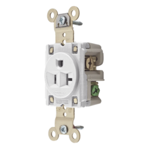HUBBELL HUB-HBL-5361-W – Contacto Sencillo / 20 A / 125 V / 2 Polos 3 Hilos / NEMA 5-20R / Grado Industrial / 1.19 x 3.28 x 1.63 in (30.22 x 83.31 x 41.40 mm)