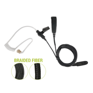 PRYME SPM-2343-BF – Micrófono de Solapa / 2 Cables / Fibra Trenzada / Conector Motorola / Serie SPM2300