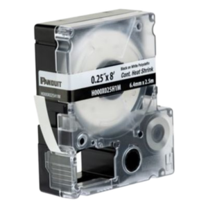 PANDUIT H000X025H1M – Casete de Etiquetas / Tubo Termocontráctil / 6.4 mm (0.25 in) Ancho / 2.4 m (7.87 ft) Largo / Calibre 22-18 AWG / Poliolefina Blanca