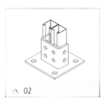 ANCLO ANC-HN02 – Base Cuadrada / Acero Resistente / 4 Perforaciones / Perfil Doble / Acabado Anticorrosivo