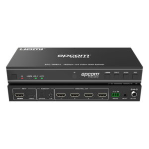 EPCOM PROAUDIO EPC-TWB14 – Controlador de Videowall / 1x4 HDMI / 4K@60Hz / 18 Gbps / 8 Modos de Visualización / Audio Óptico y Analógico / USB-C / RS-232 e IR