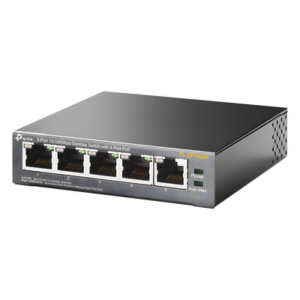 TP-LINK TL-SF1005P – Switch PoE no administrable / 5 puertos Fast Ethernet / 4 puertos PoE 802.3af/at / Presupuesto 67 W / Alcance 250 m (820 pies) / Prioridad de video